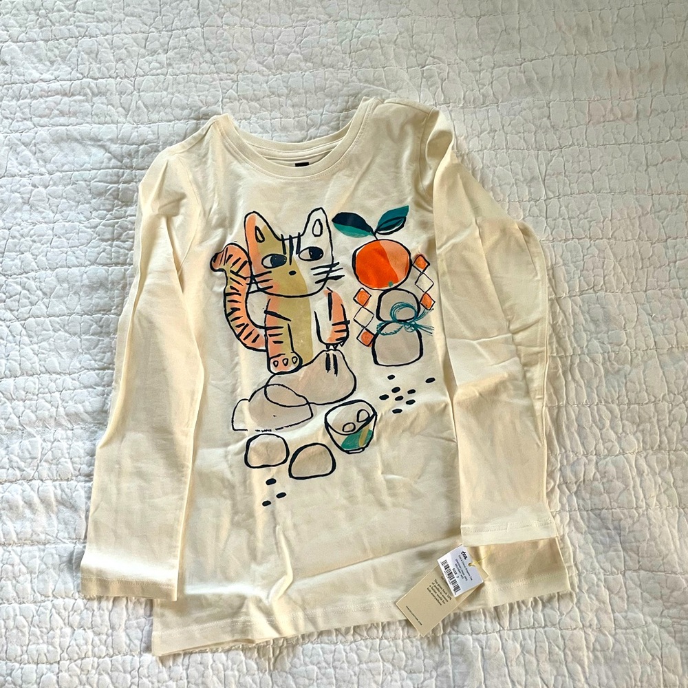 NWT Tea Collection - Lucky Cat & Citrus Lunar New Year tee shirt